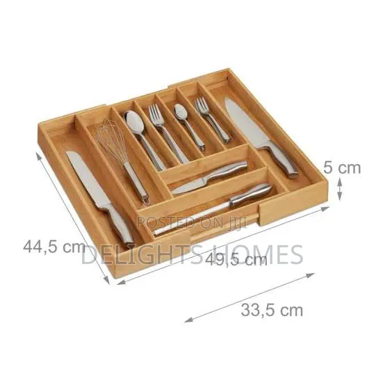 Multifunctional Big Bamboo Expandable Wooden Cutlery Drawer Organizer