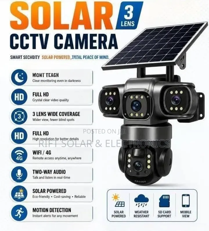 4g Solar Powered Triple Lens Camera Wifi Enabled