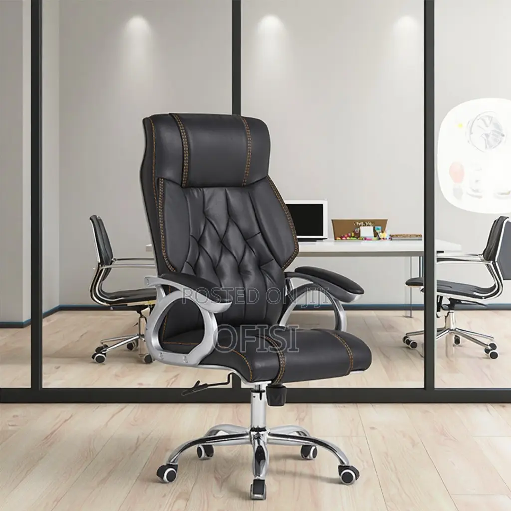 Office Chair; High Back Leather Ergonomic Office Chair