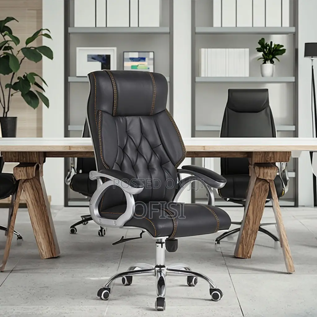 Office Chair; High Back Leather Ergonomic Office Chair