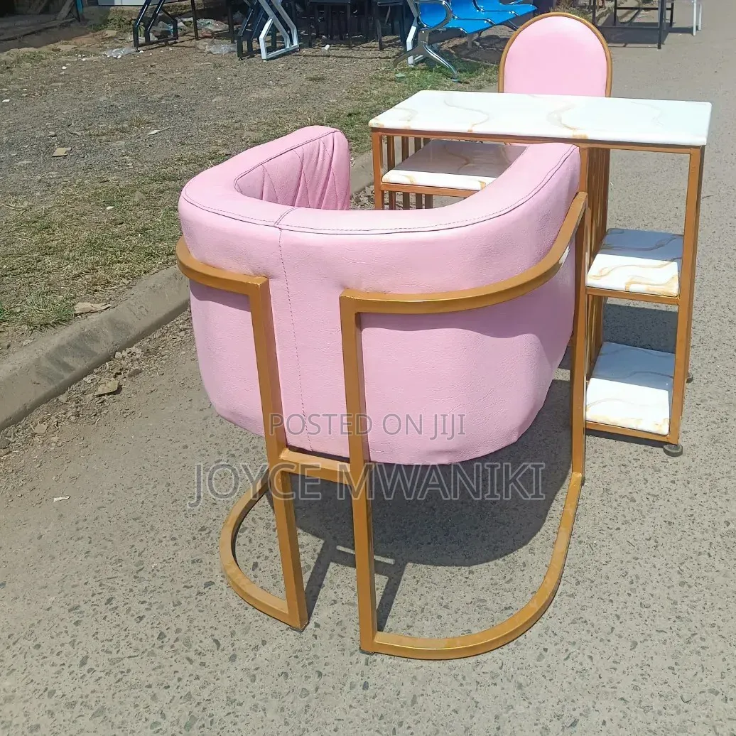 Manicure Table With Shelves, Plus 2 Seats