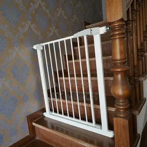 White Metal Baby Gate Pressure Mounted Safety Gate Easy Install