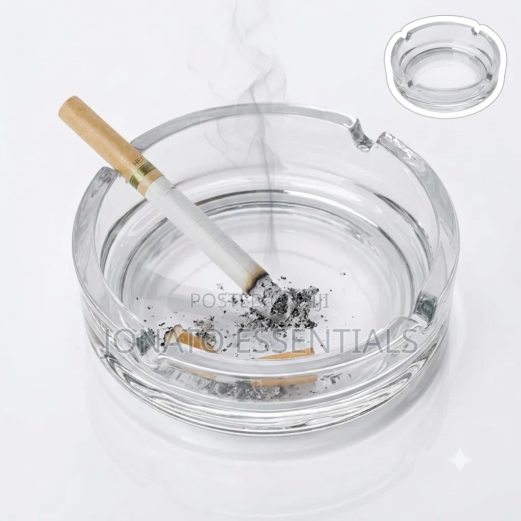 Premium Clear Glass Ashtray Heavy Duty Cigarette Holder