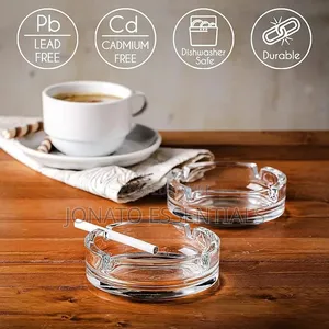 Premium Clear Glass Ashtray Heavy Duty Cigarette Holder