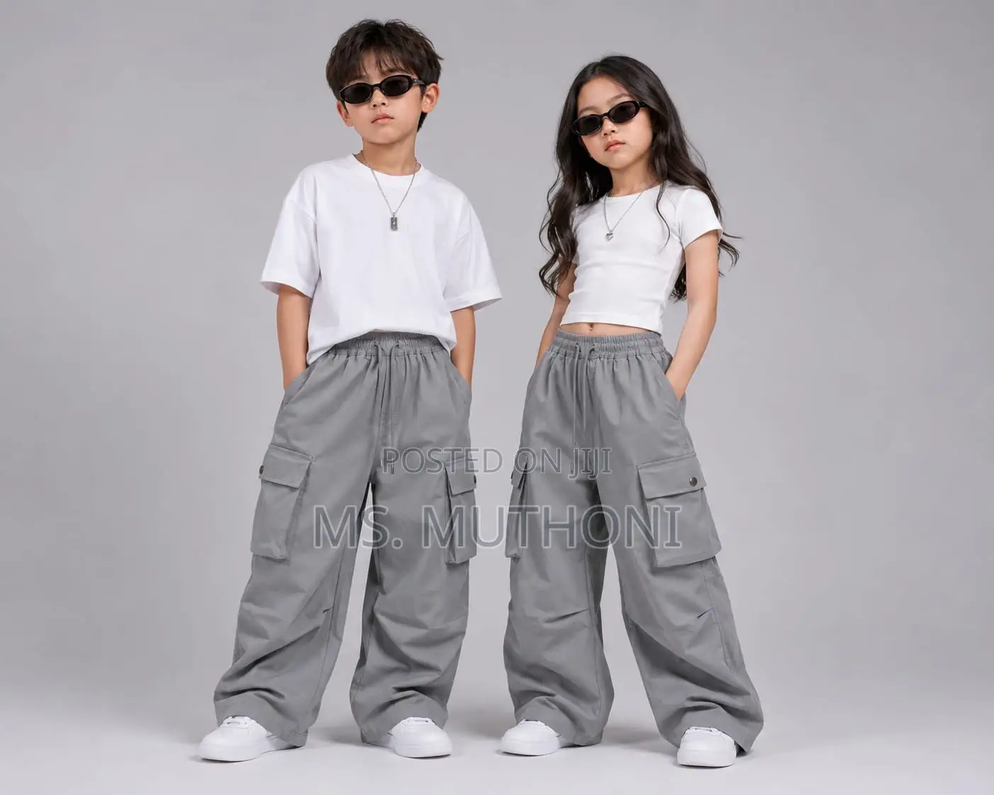 Unisex Wide Leg Cargo Pants 7-18 Yrs