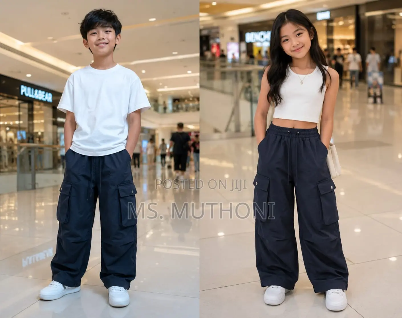 Unisex Wide Leg Cargo Pants 7-18 Yrs