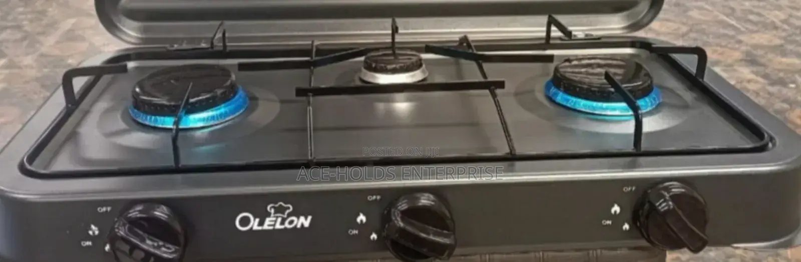 Olelon 3 Gas Burner Stove Cooker With Cover Lid