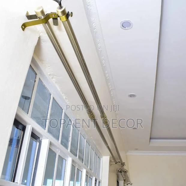Black and Gold Simple to Install Adjustable Window Curtain Rods - main view