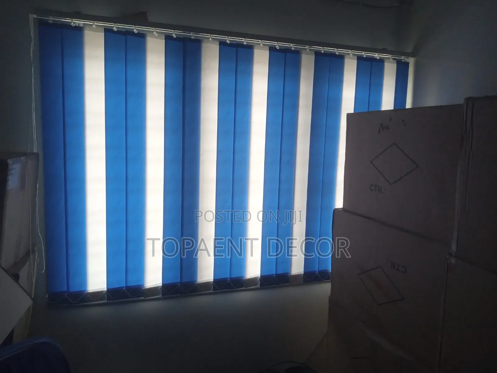 Skyblue and White, Kitchen and Main Office Window Vertical Blinds