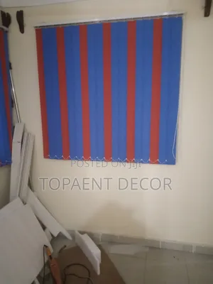 Orange and Sky Blue Office Window Vertical Blinds