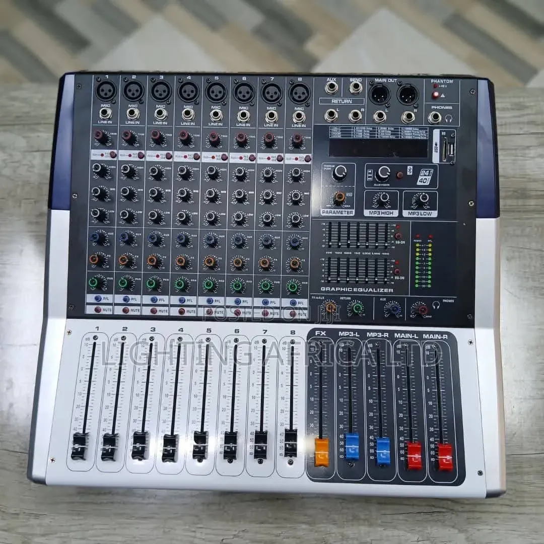 8 Channels Pro Powered Mixer Usb/ Bluetooth Enabled 1000w X 2