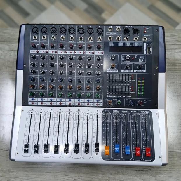 8 Channels Pro Powered Mixer Usb/ Bluetooth Enabled 1000w X 2