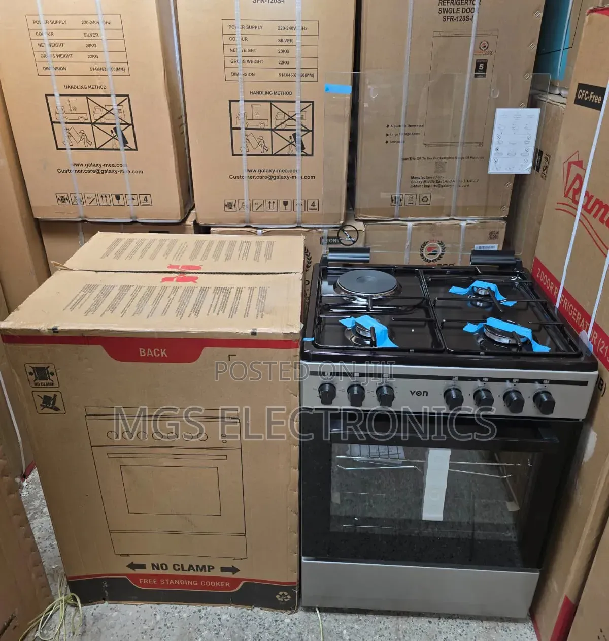 60*60 Von Cooker 3 Gas + 1 Electric Standing Cooker
