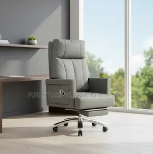 Leather Swivel Chair With Reclining Footrest