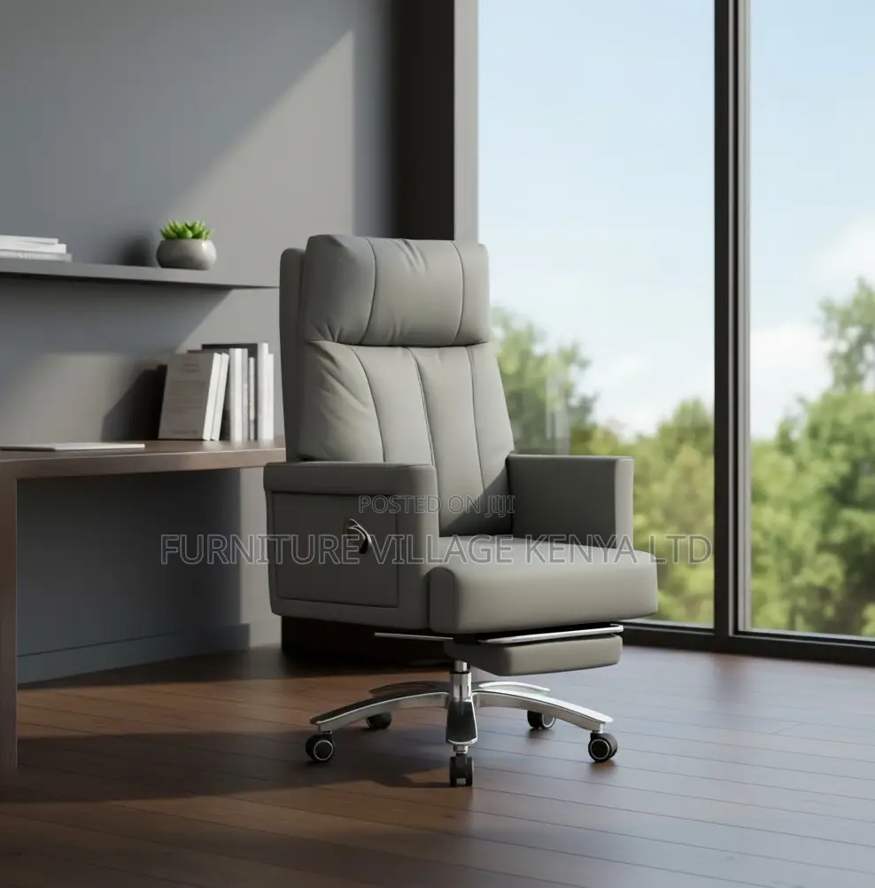 Leather Swivel Chair With Reclining Footrest