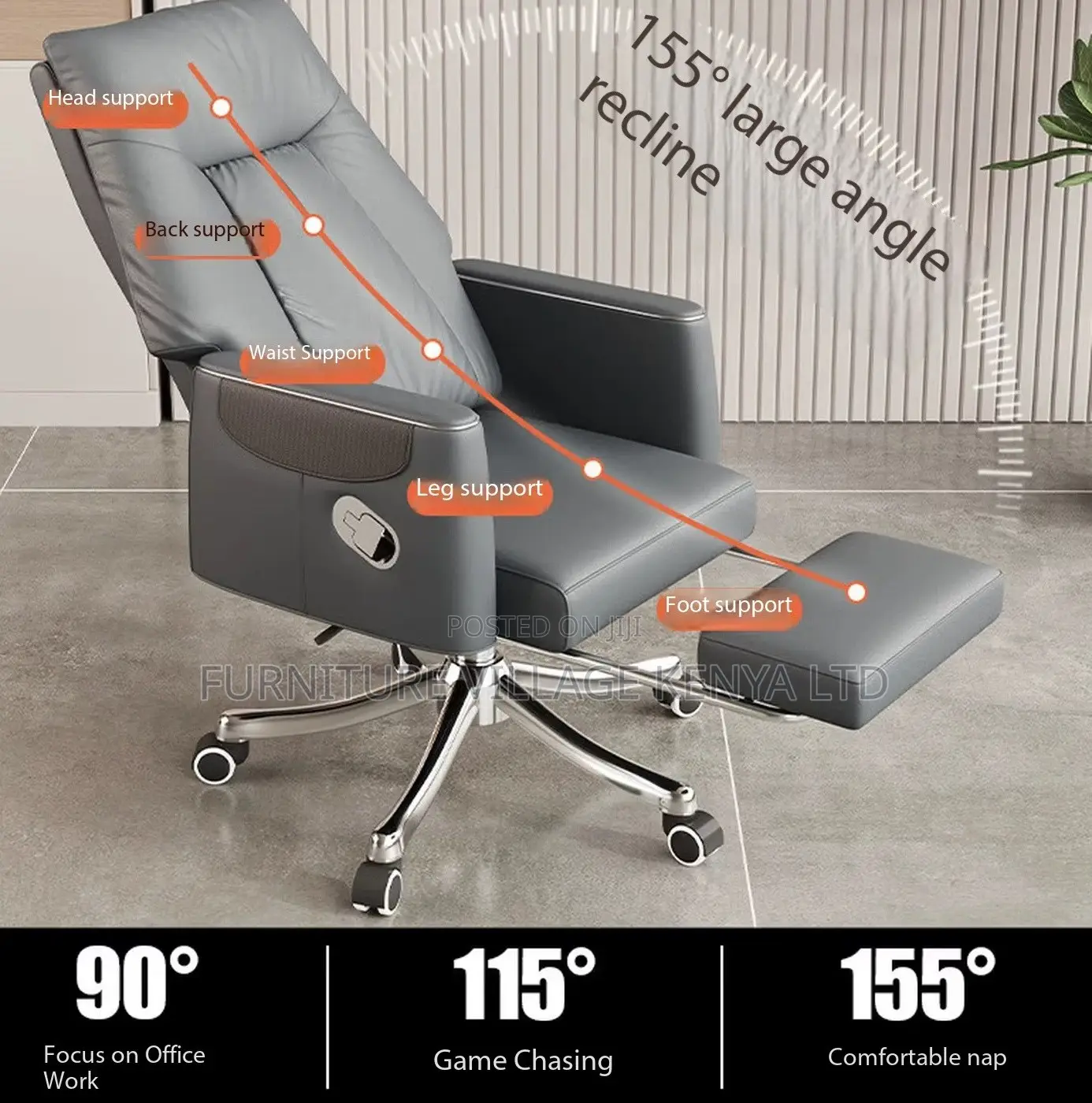 Leather Swivel Chair With Reclining Footrest