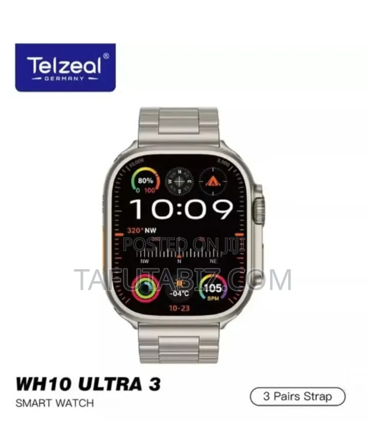 Telzeal Wh10 Ultra 3 Smartwatch With 3 Pairs Strap.