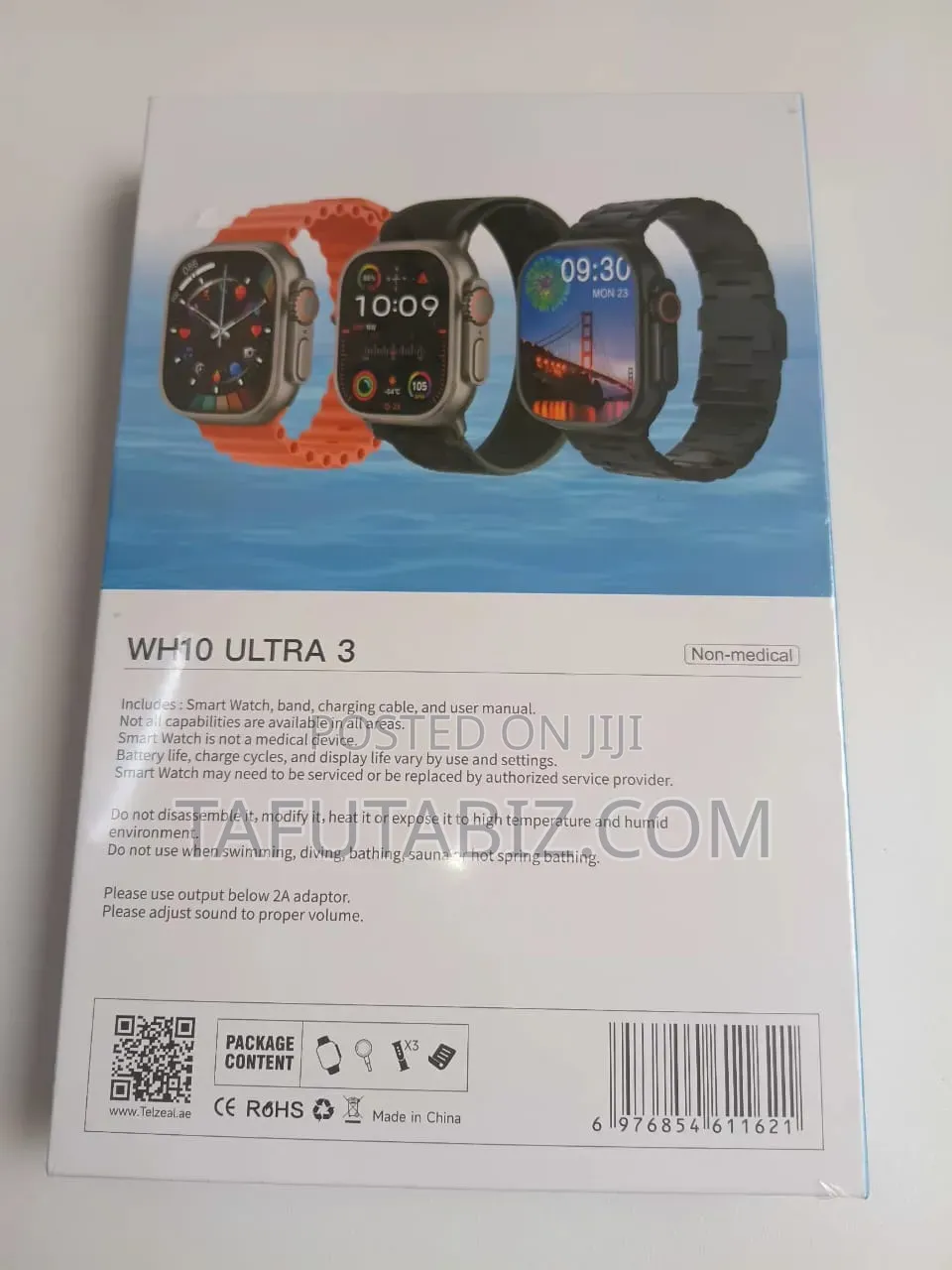 Telzeal Wh10 Ultra 3 Smartwatch With 3 Pairs Strap.