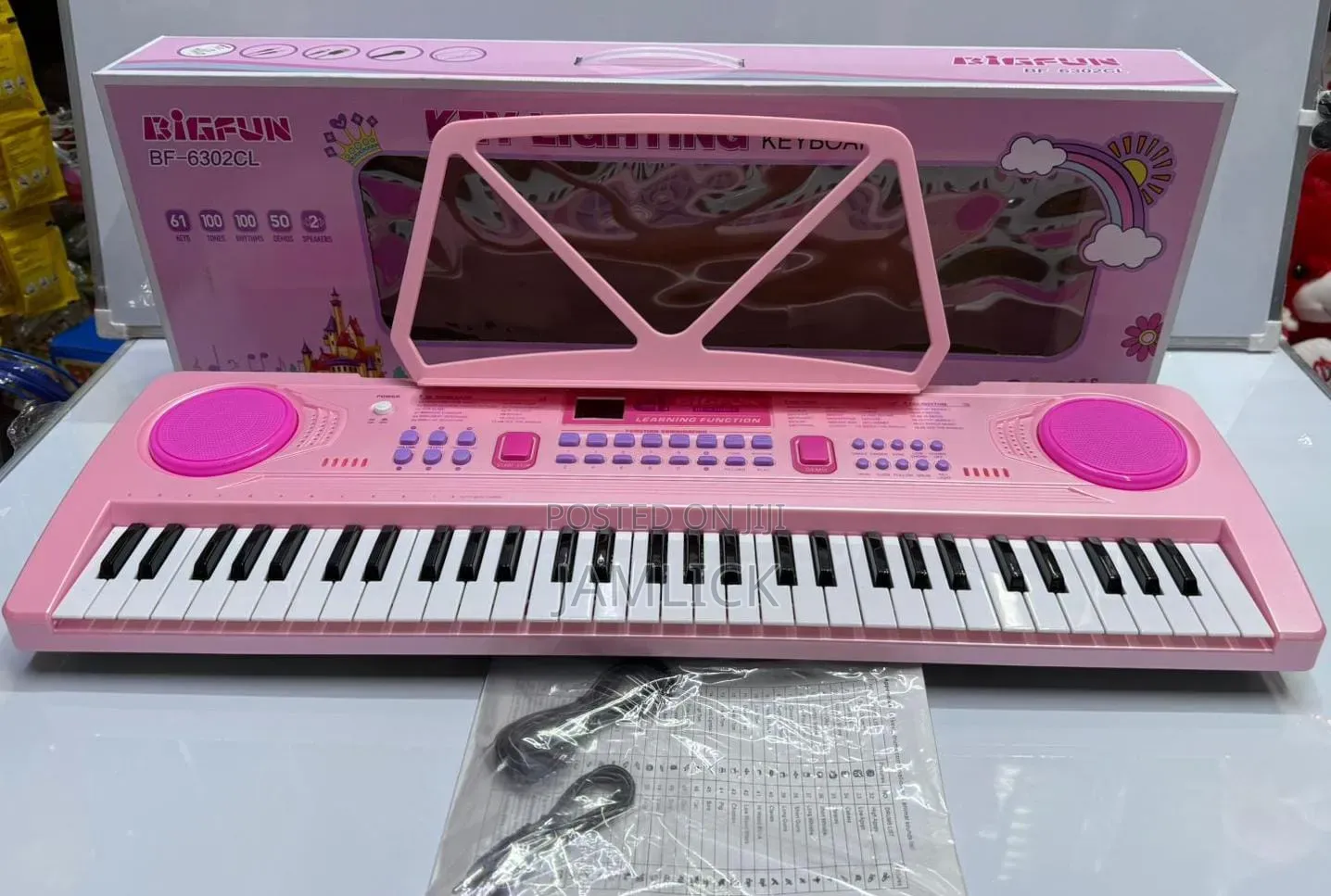 Bf-6302cl 61-Key Rechargeable Keyboard | Pink Electronic Piano - Jt