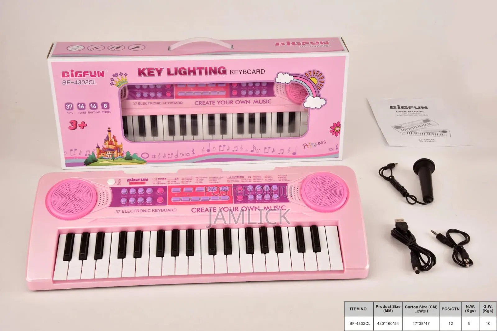Bf-4302cl 37-Key Rechargeable Keyboard | Portable Electronic Piano- Jt