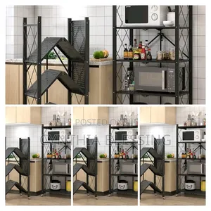 Spacious Foldable Kitchen Rack With Wheels