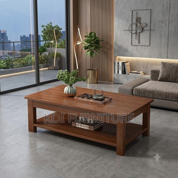 Coffee Table; Executive Detailed Mahogany Finish Coffee Table