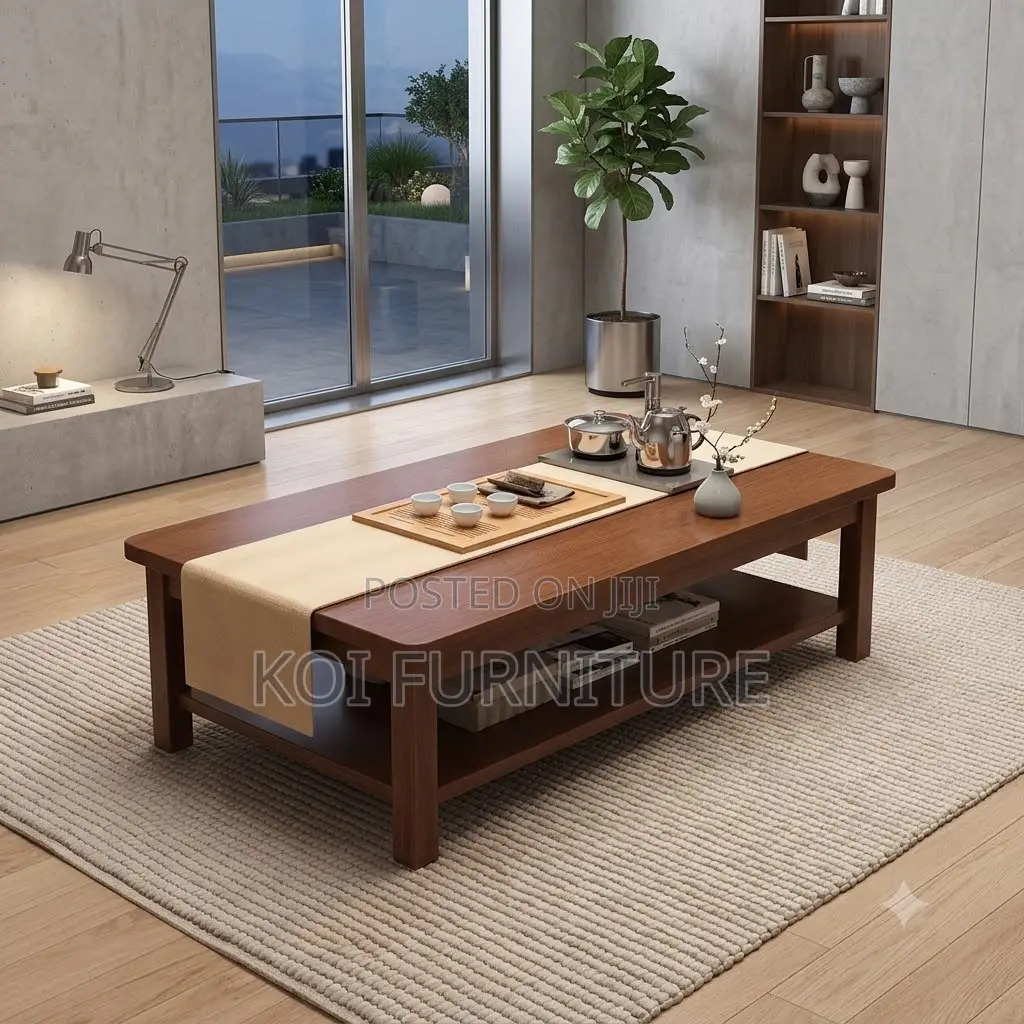 Coffee Table; Executive Detailed Mahogany Finish Coffee Table