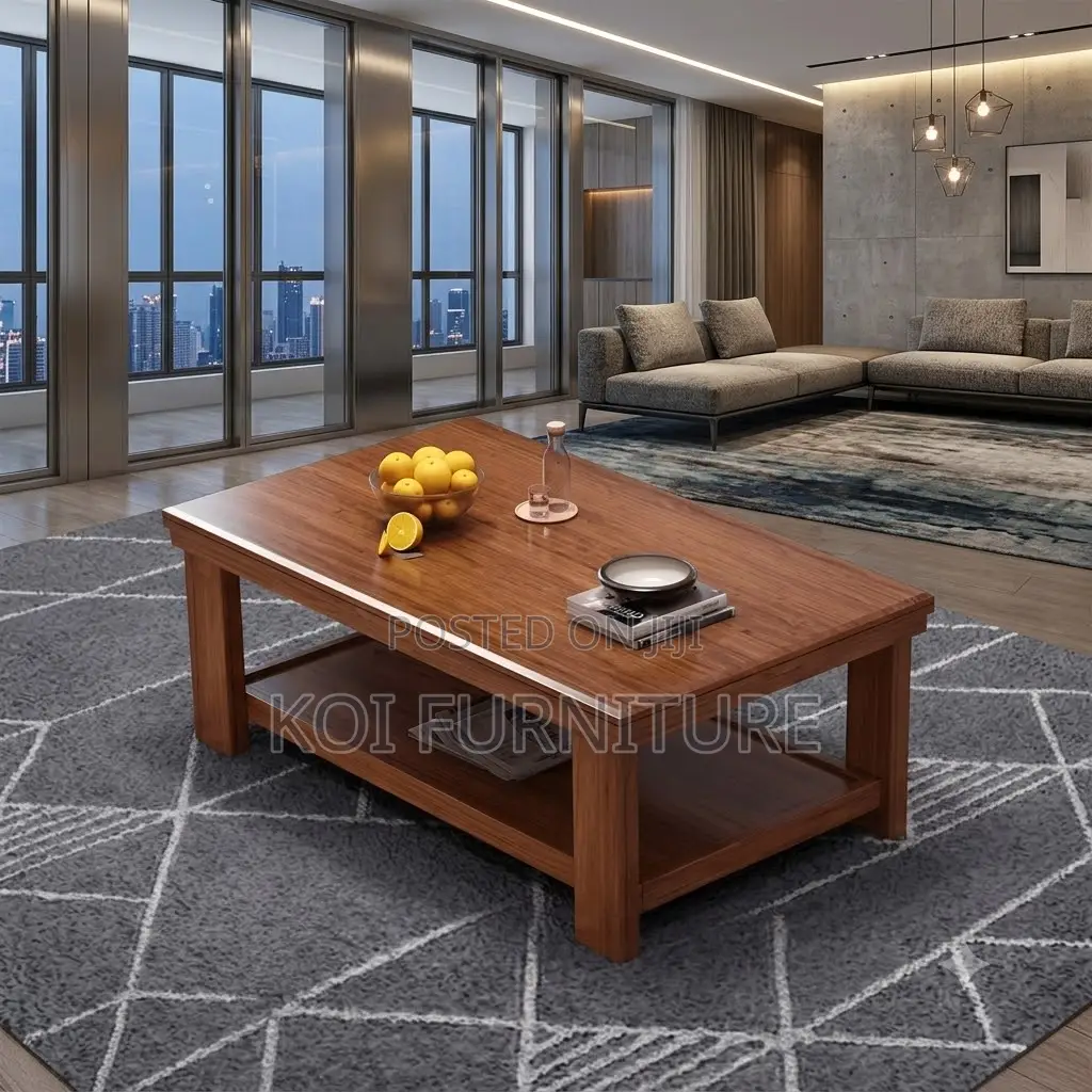 Coffee Table; Executive Detailed Mahogany Finish Coffee Table