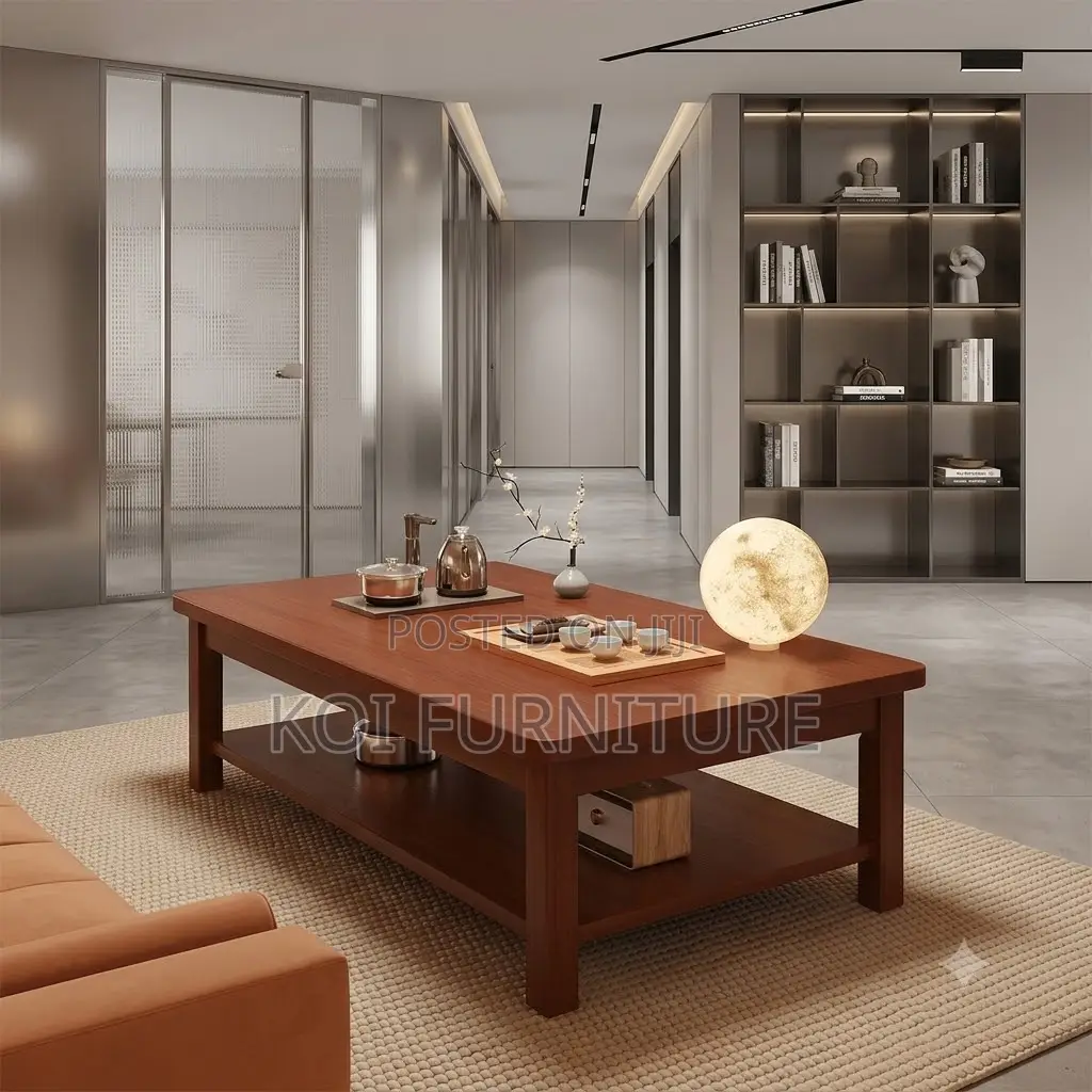 Coffee Table; Executive Detailed Mahogany Finish Coffee Table
