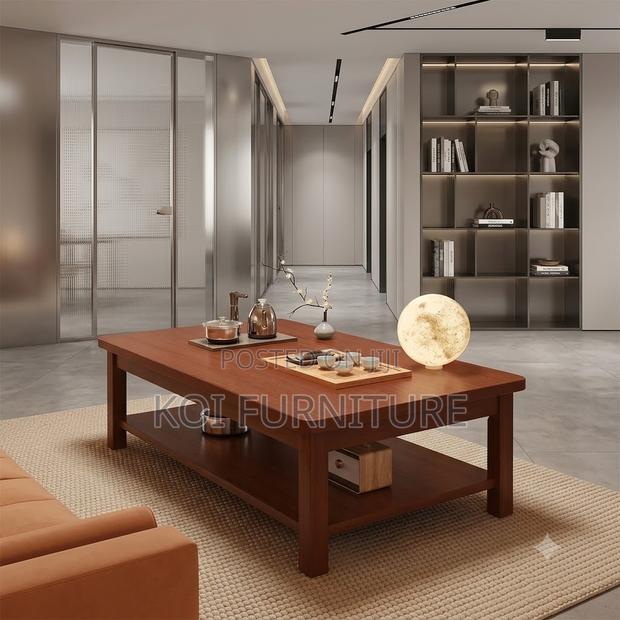 Coffee Table; Executive Detailed Mahogany Finish Coffee Table - thumbnail 5