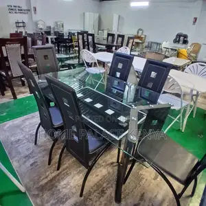 Dining Set: 6 Seater Ventilated Leather Backrest Dining Set