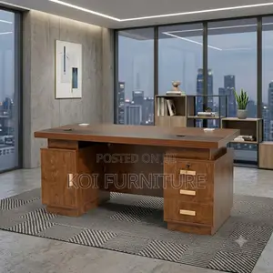 Office Desk; 1.4 Meters Executive Brown-Golden Office Desk