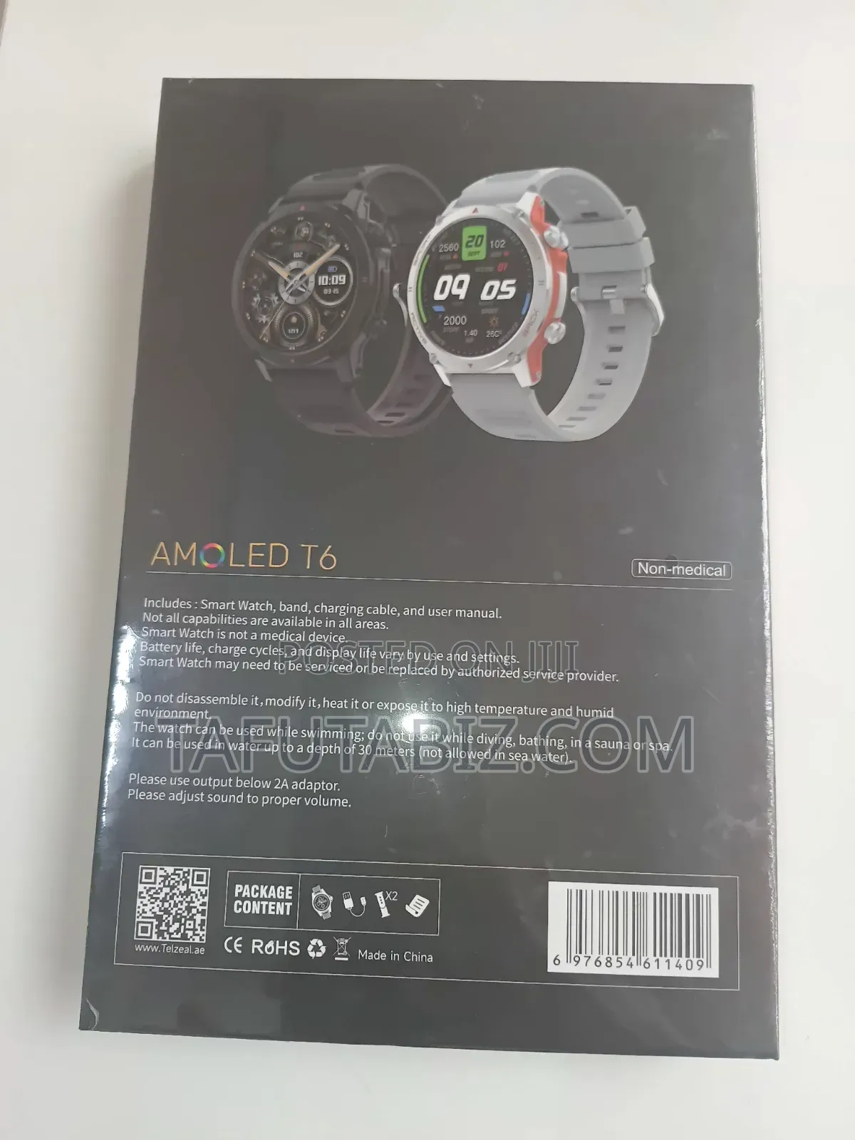 Telzeal Amoled T6 Smart Watch With 2 Pairs Straps.