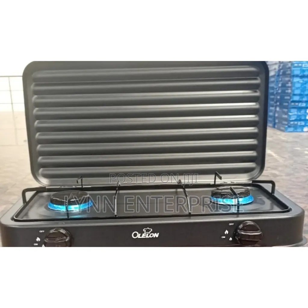 Olelon 2 Burner Gas Stove Cooker With Cover Lid