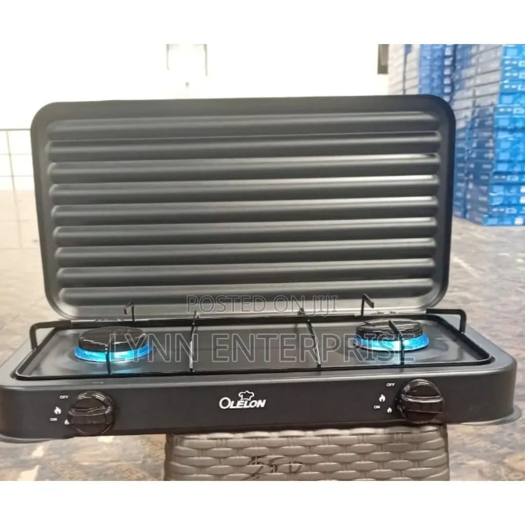 Olelon 2 Burner Gas Stove Cooker With Cover Lid