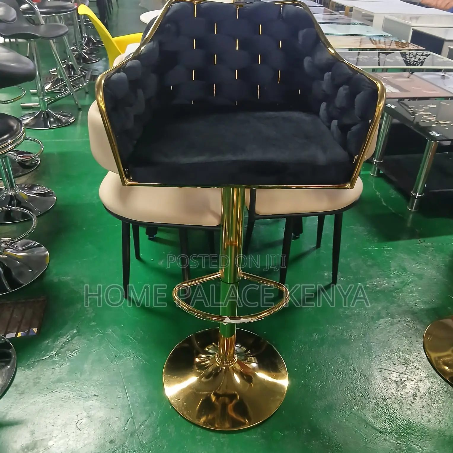 Bar Stool: Square Backrest Swivel Stool With Armrest