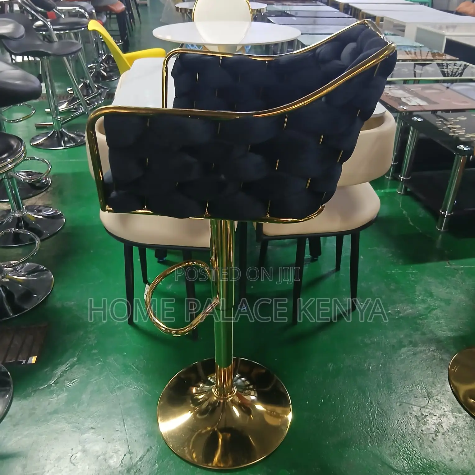 Bar Stool: Square Backrest Swivel Stool With Armrest
