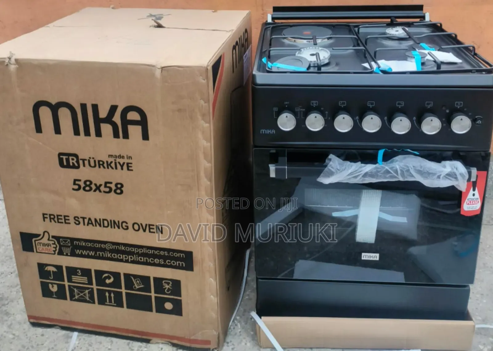 Silver Mika Standing Cooker 58 X 58 3 Gas + 1electric + Electric Oven