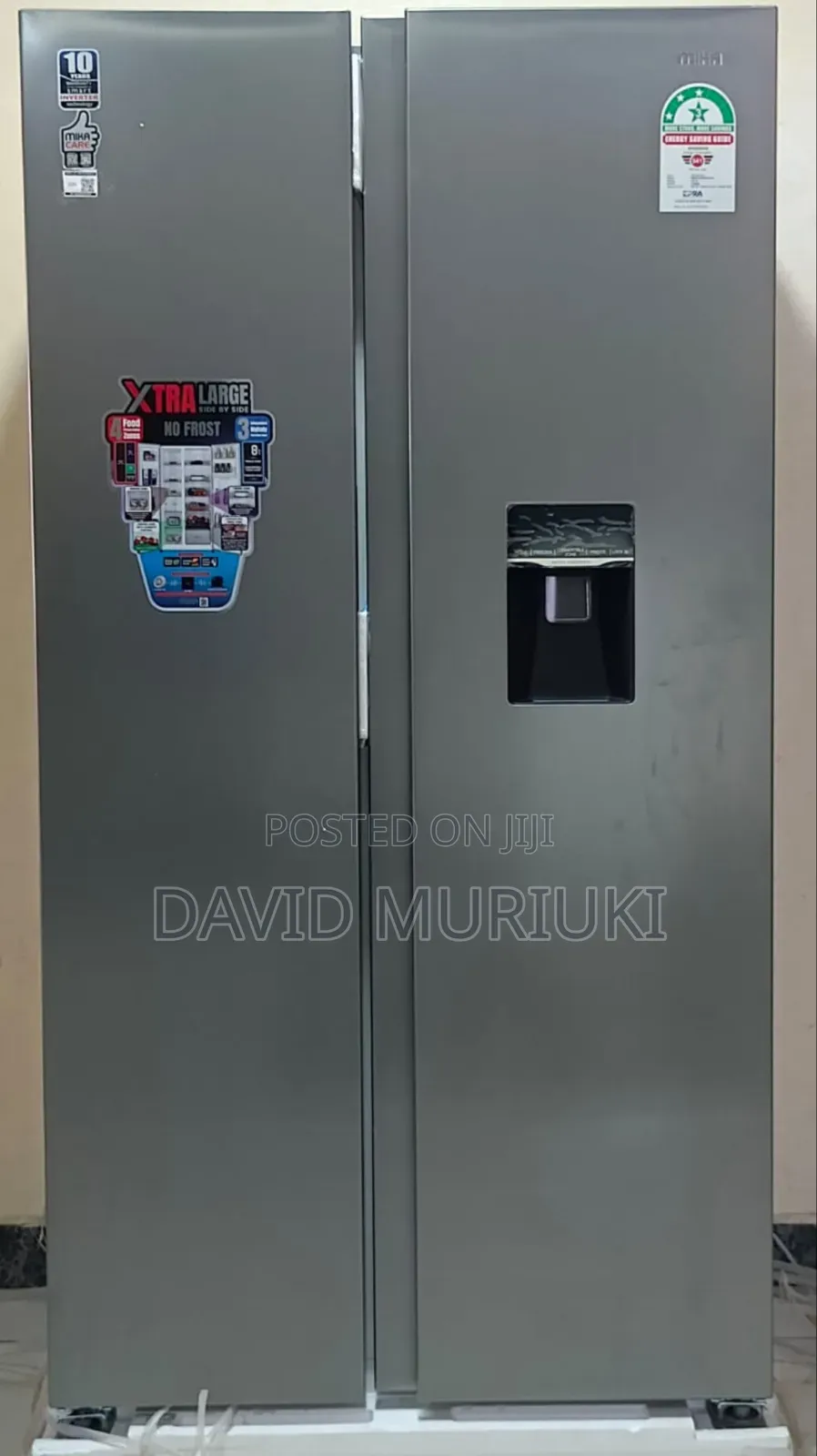 Mika 442l Side-by-Side No Frost Refrigerator With Water Dispenser.