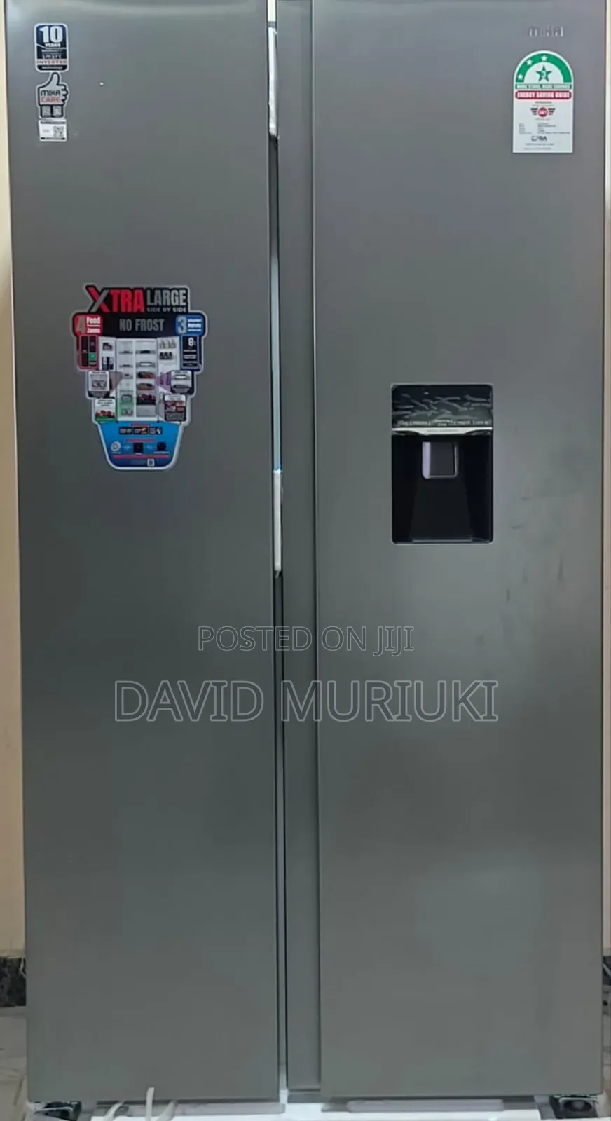 Mika 442l Side-by-Side No Frost Refrigerator With Water Dispenser.