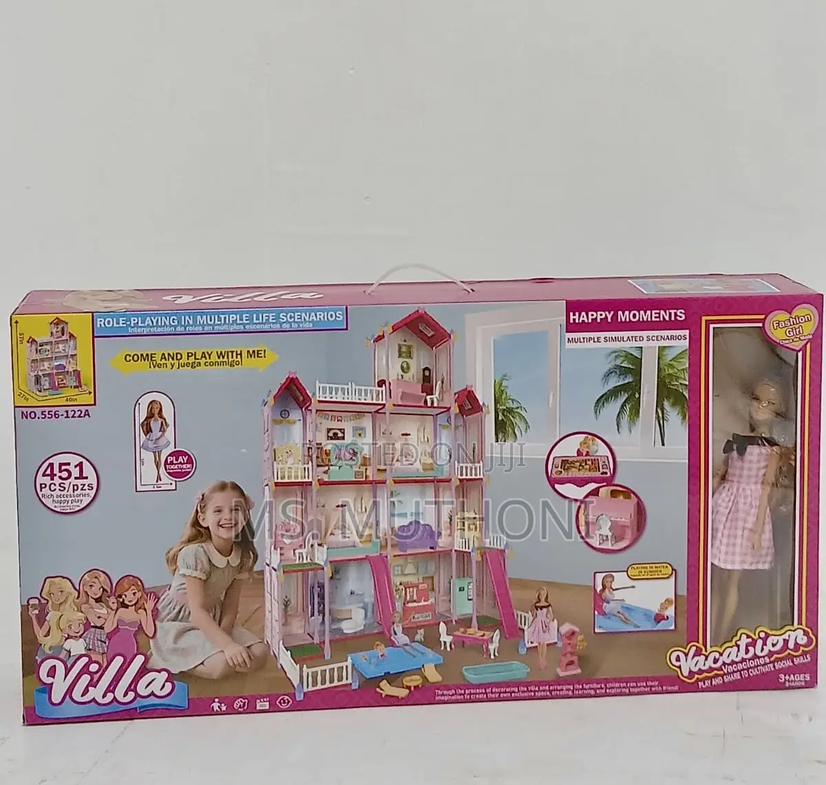 Big Size 451-Piece Diy Villa Doll House Playset