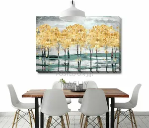 A Large, Horizontal Canvas Print Featuring a Forest Landscape