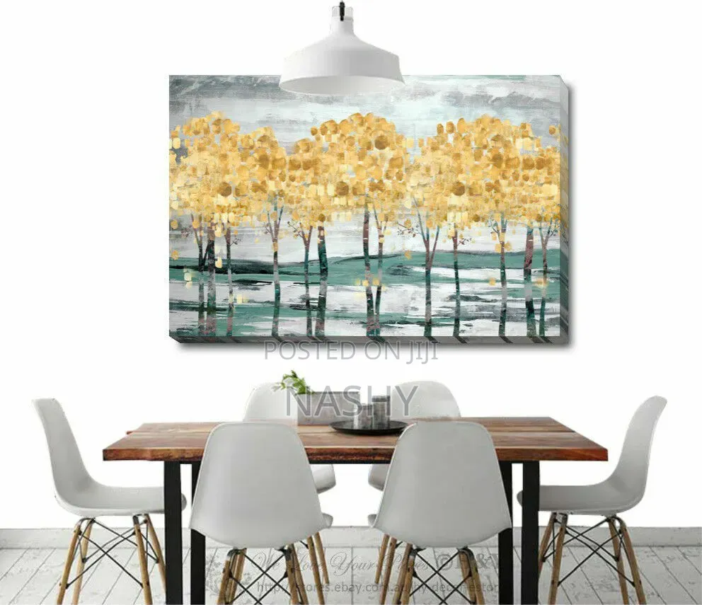 A Large, Horizontal Canvas Print Featuring a Forest Landscape