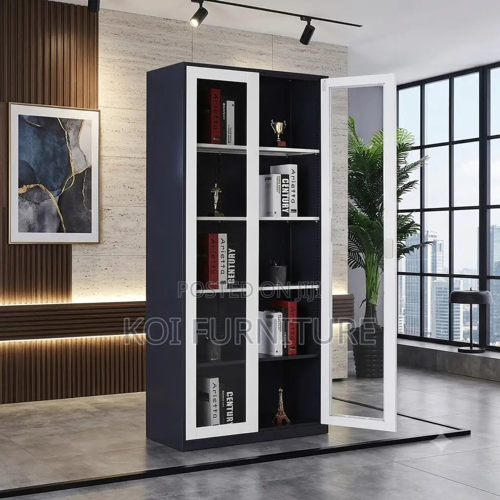 Office Cabinet; 2-Doors Executive Filing Storage Cabinet With Glass
