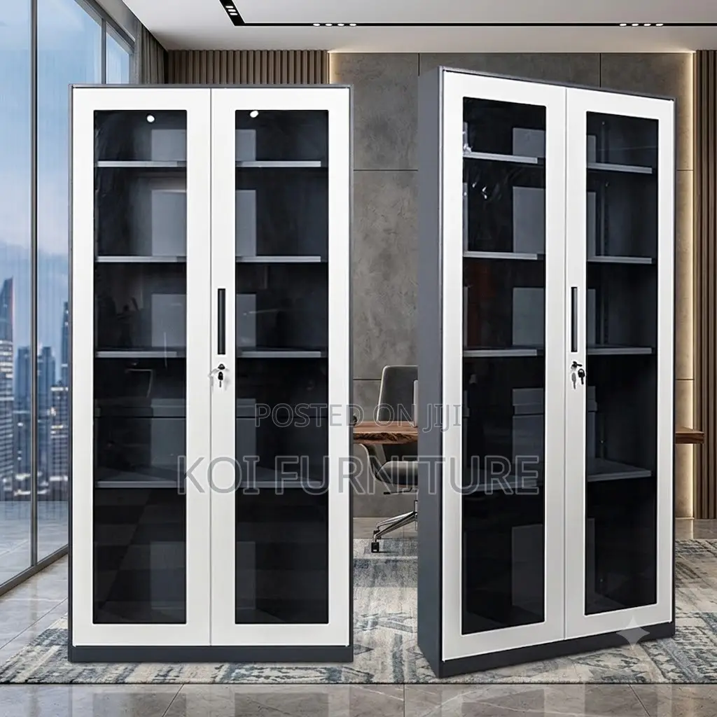 Office Cabinet; 2-Doors Executive Filing Storage Cabinet With Glass
