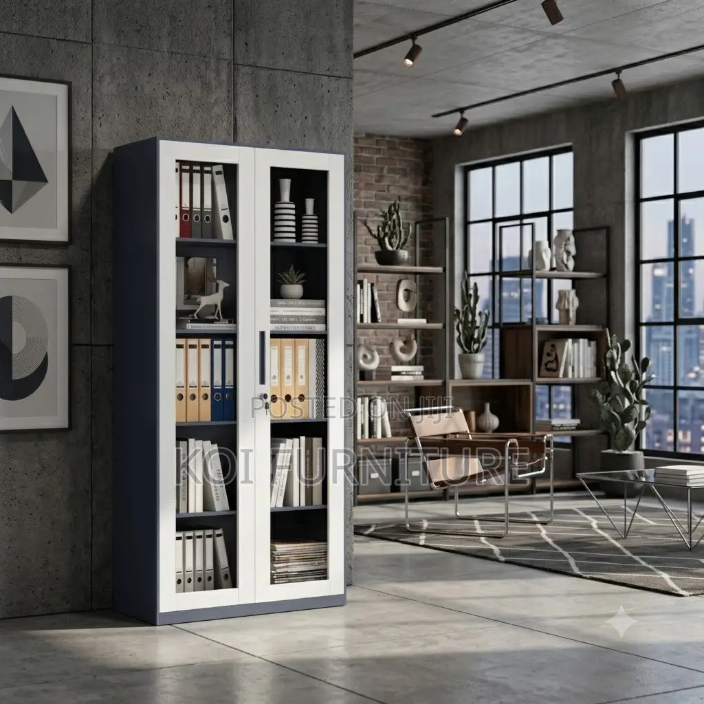 Office Cabinet; 2-Doors Executive Filing Storage Cabinet With Glass