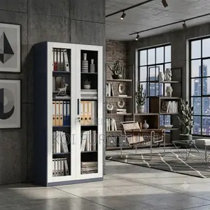 Office Cabinet; 2-Doors Executive Filing Storage Cabinet With Glass