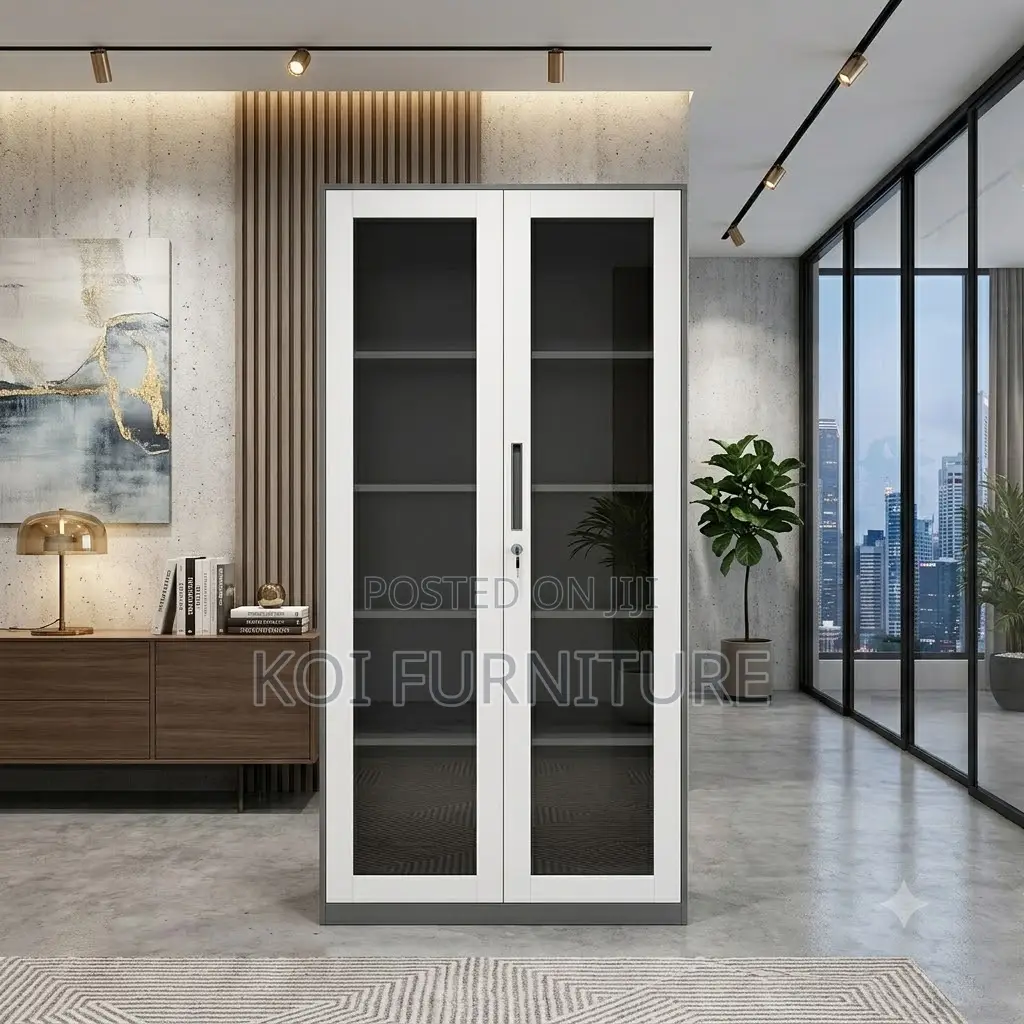 Office Cabinet; 2-Doors Executive Filing Storage Cabinet With Glass