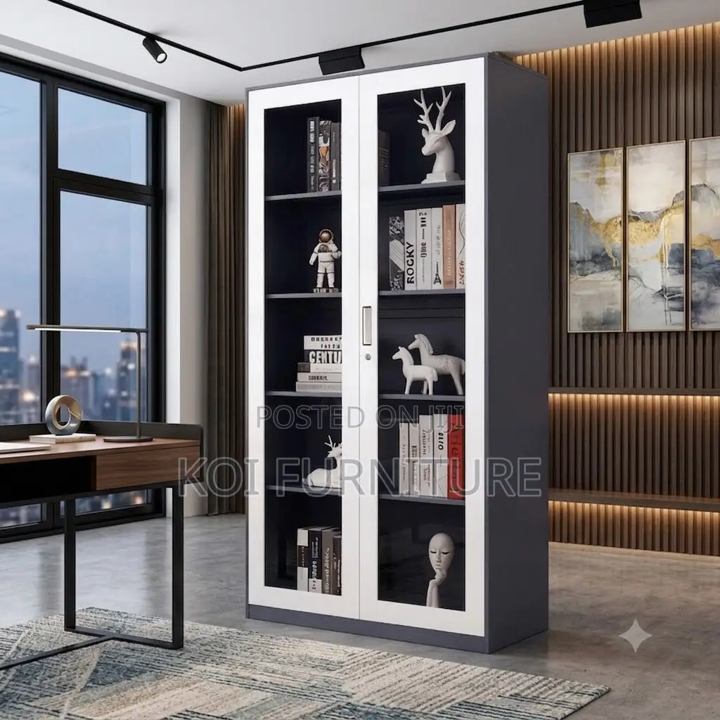 Office Cabinet; 2-Doors Executive Filing Storage Cabinet With Glass