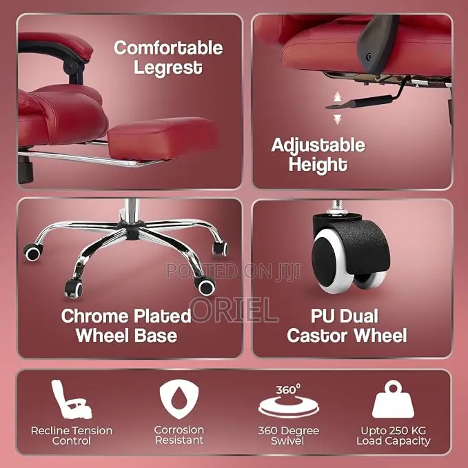 Office Chair : Red Executive Recliner Office Chair With Footrest